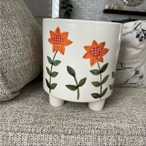 Anthropologie White Ceramic Planter